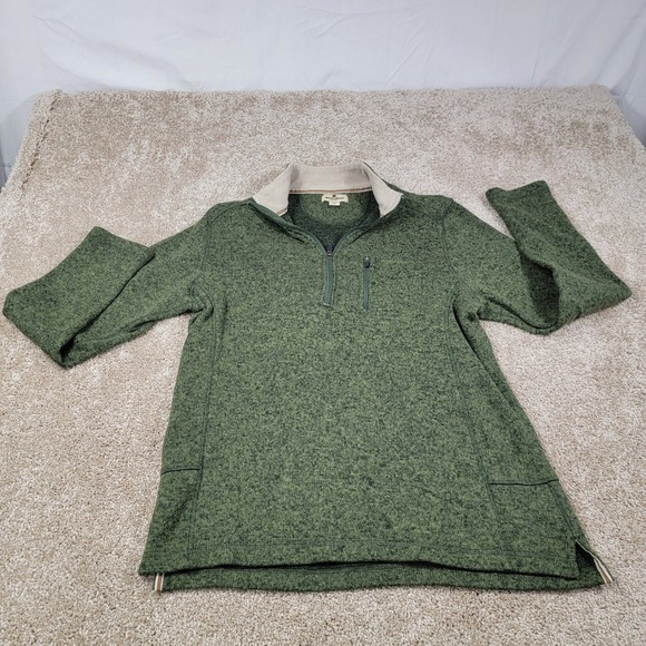 Woolrich Quarter Zip Pullover Sweater Outdoor Casual‎ Green Heathered M/M - Picture 1 of 9